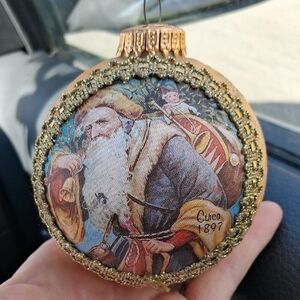 Classic Santa Ornament with Gold Trim